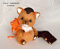 Fox ooak artist teddy, sweet collectible toy, stuffed baby animal pets, miniature plushie soft doll : this is MADE TO ORDER teddy. Accept the orders for new fox)))  the little fox Peach with cioccolate is one of miniature animal of my Sweet Rainbow collec