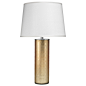 Jamie Young Gossamer Gold Cloud Table Lamp : Fusing modern style with metallic appeal, the Jamie Young Gossamer Cloud table lamp delivers ethereal style to contemporary bedrooms and living rooms. Finished in gold, this light fixture's cylinder base featur