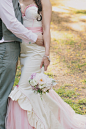 pink wedding dress with tulle and ruffles. So sweet for a tea party affair