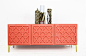 3 Door Tangier Credenza in Coral | ModShop: