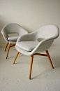 Reception chairs_1950s Czech midcentury modern armchairs, Drevopodnik Holesav, Halabala