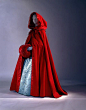 Historical clothing, shoes, and jewelry : Late-1700s scarlet red long sweeping wool cape with hood and matching furry muff. Photo: The Metropolitan Museum of Art.