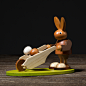 德国原产Christian Ulbricht木质手工复活节推推车的兔子 