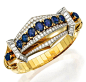 18 Karat Two-Color Gold, Sapphire and Diamond Bracelet, Boucheron, Paris, Circa 1945