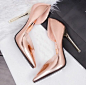 Rose gold pumps: 