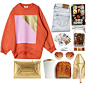 A fashion look from June 2014 featuring orange sweatshirt, high heels stilettos and metallic handbags. Browse and shop related looks.