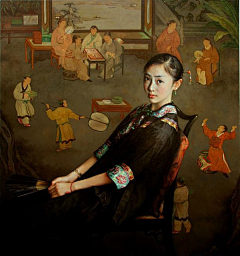 蓝梦采集到油画仕女