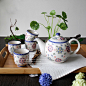 茶具套装 创意高档陶瓷茶壶英式下午茶团花点点手绘杯具花茶包邮