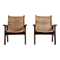 Image of Pair Van Beuren attributed armchairs with woven cord seating, Mexico
