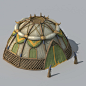 3D部落小帐篷游戏帐篷屋建筑模型