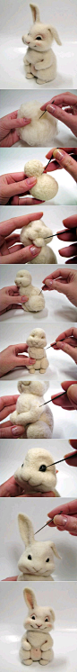 DIY Cute Wool Rabbit太可爱了