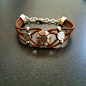 Tan Leather Bracelet with Silver Focal and Spacers