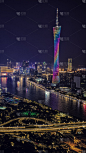 广州珠江广州塔CBD商业建筑夜景