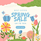 Flat design spring sale text