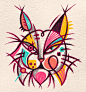 abstract Picasso Colourful  crayon chalk pop orangutan lynx hyena design