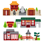 卡通扁平化中国日本传统古代建筑古镇风景AI矢量设计素材 (6)