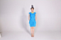 FLEUR原创设计 亮湖蓝小包袖连衣打褶带口袋花苞裙 新款 2013 正品 代购  Shanghai