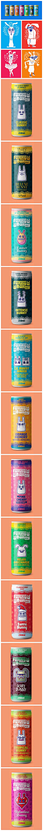 Funny Bunny兔子灵感的能量饮料品牌包装设计