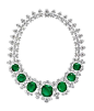 Platino con esmeraldas y diamantes - collar de 1961. Cortesía del Museo de Young