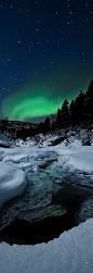 Northern Lights and Tennevik river in Troms, Norway#自然##美景##摄影师##壁