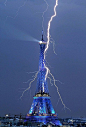 旅行,巴黎,闪电,埃菲尔铁塔,惊艳；【巴黎】当闪电撞击上埃菲尔铁塔，惊艳至极~~