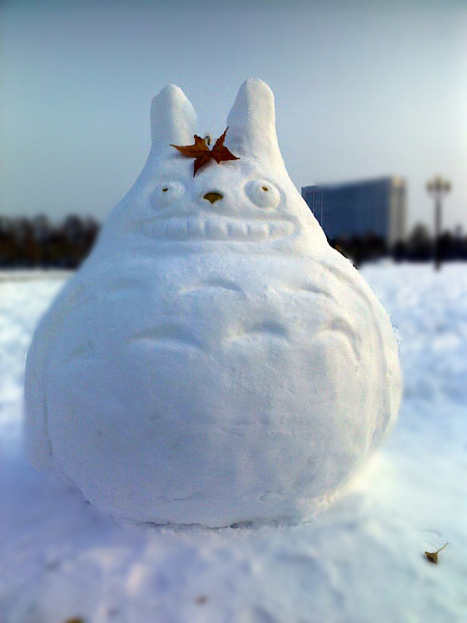 可爱的龙猫雪人~