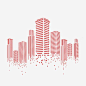 城市高楼扁平化线条红色png免抠素材_新图网 https://ixintu.com 城市 高楼 扁平化 线条 红色