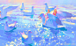 我的插画作品《海上乐园》，一直幻想着有一天能乘着海鸥去天空中飞一飞，累了就去海面游水逛逛。