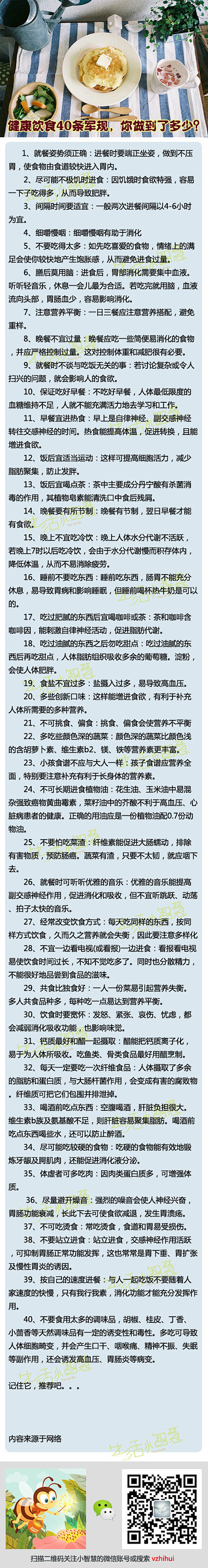 【健康饮食40条军规，你做到了多少？】有...