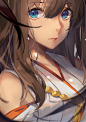 Anime 2480x3507 anime anime girls Kongou (KanColle) blue eyes face brunette