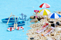 微景观小摆件创意卡通小船船瞄沙滩椅海景装饰塑料小人物造景公仔-淘宝网
