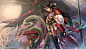 Anime 2247x1293 anime anime girls original characters snake fox samurai sword armor