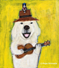 pepeart : "Ukulele Golden Retriever Dog" Acrylic on canvas.