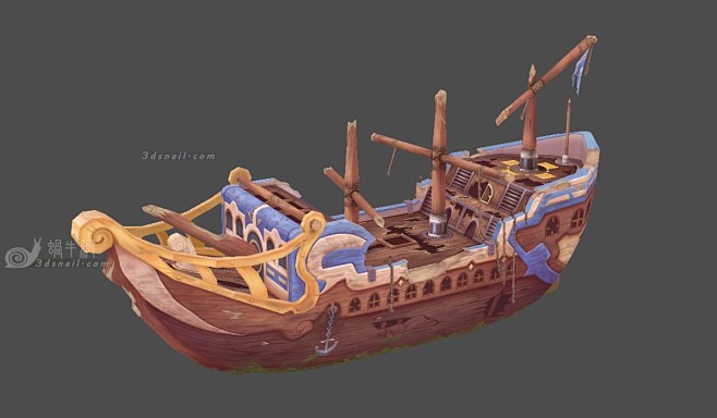 破烂的帆船，损坏的木船，破船残骸 - 交...