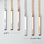 Dainty Vertical Hand Stamped Name Gold Bar Necklace Personalized Gift for women Bridesmaid Jewelry