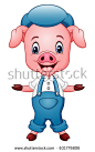 Cute pig cartoon waving