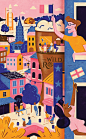 Eurostar's Metropolitan Magazine Editorial Illustration : Editorial illustration for The Edit Radius section which features monthly in Eurostar's Metropolitan Magazine. The article gives travel tips for the selected British or French city.