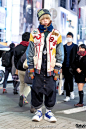 #原宿街拍# Shizuru, 22岁, 搭配: HEIHEI Jacket, Christopher Nemeth Overalls & Tokyo Bopper Shoes O网页链接 ​​​​