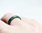 Teal Resin Stacking Ring Gold Flakes Thin Faceted Ring OOAK boho minimalist jewelry deep teal emerald : This thin faceted deep teal stacking ring is made from high quality bio-based eco-friendly resin. The ring contains sparkled yellow imitation gold flak