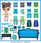Paper doll with clothes set. vector, no gradient - stock vector