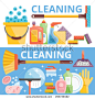 Cleaning flat illustration concepts set. Flat design concepts for web banners, web sites, printed materials, infographics. Creative vector illustration