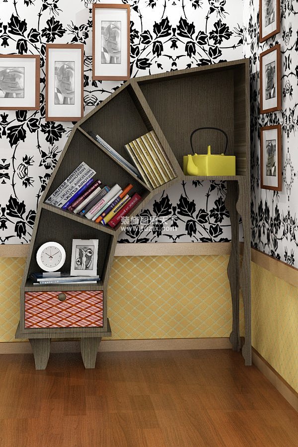 创意家居 歪歪的书柜装饰图片