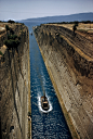 natgeofound:

Boats ferry through a canal to bypass the Peloponnesus in Corinth, Greece, December 1956.Photograph by David Boyer, National Geographic