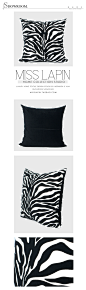 现代简约/样板房设计师家居软装靠包抱枕/黑白斑马条纹绣花方枕