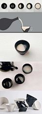 韩国首尔设计工作室tale最近设计了“moon glass”茶具。这个交互式的设计需要使用者将杯子填满，然后再喝干。因为水先是在杯子的半边，然后逐渐漫过边界，在杯底融合。这一过程与月圆月缺十分相似，所以这个设计便起名为“moon glass”。