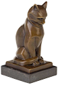 青铜雕塑猫青铜雕像雕像青铜雕像仿古风格 18 厘米