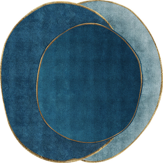 卡乐美十二时辰系列轻奢蓝地毯客厅现代时尚...