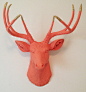 Coral with Gold Antler Tips Deer Head Wall Mount