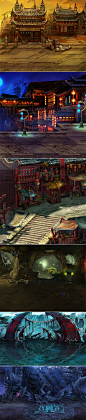 游戏原画美术设计场景素材资料 2D横版地图背景水浒英雄场景图