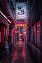 日式风街头小巷夜景图图片